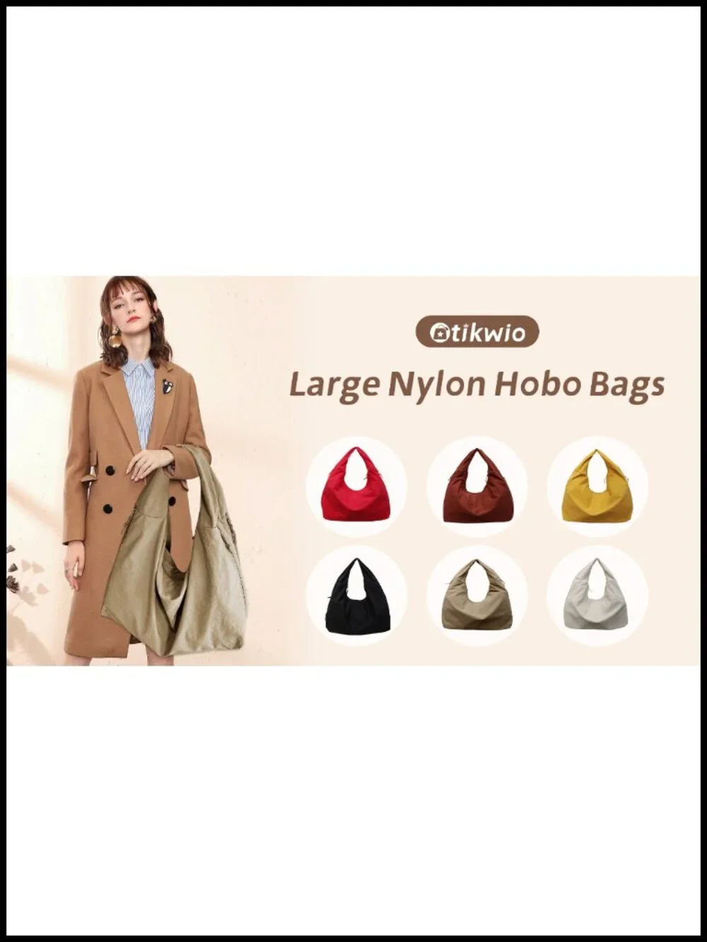 Large Slouchy Nylon Hobo Tote Shoulder Bag Travel Gym Work